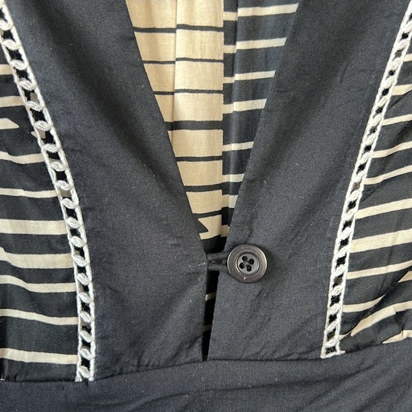 Anthropologie Bl^nk London Black Tan Mixed Print Asymmetric Dress Size Small - Picture 4 of 12